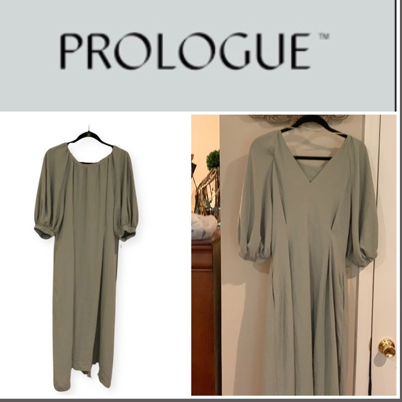 Prologue sage nwt midi dress w puff sleeves - Picture 1 of 7